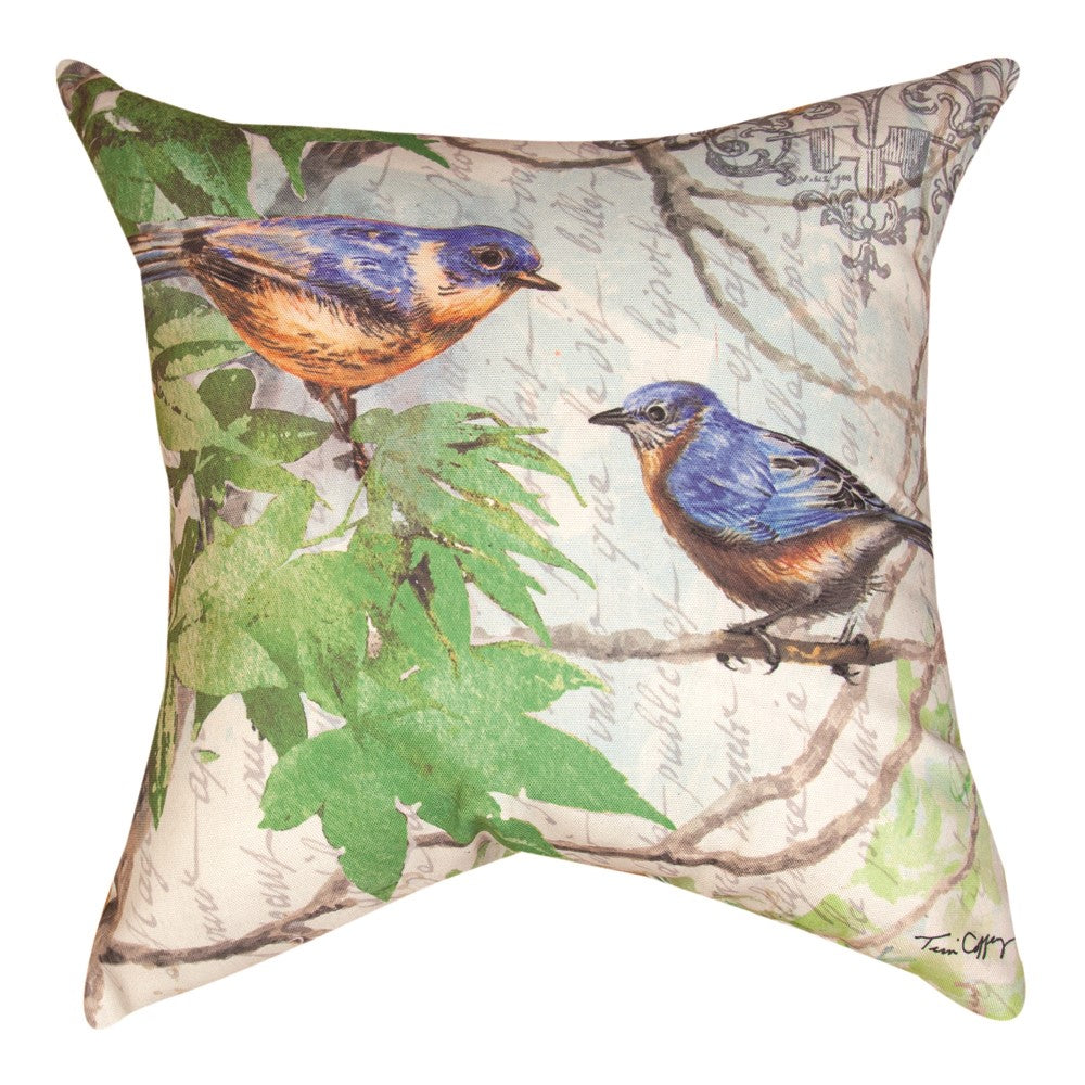 BIRD & FOLIAGE BLUE CLIMAWEAVE PILLOW