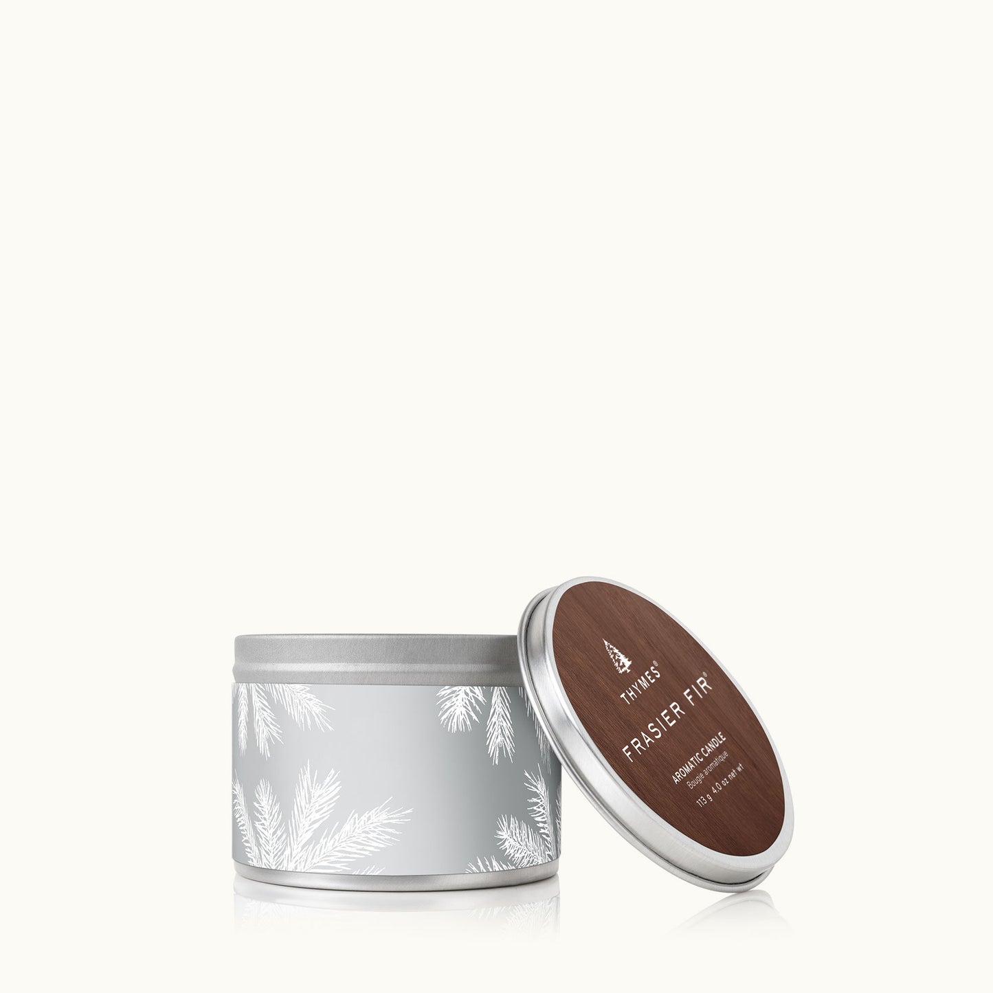THYMES FRASIER FIR STATEMENT SILVER CANDLE TIN 4 OZ.
