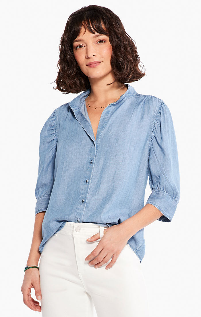 NIC+ZOE FEMME SLEEVE DENIM SHIRT