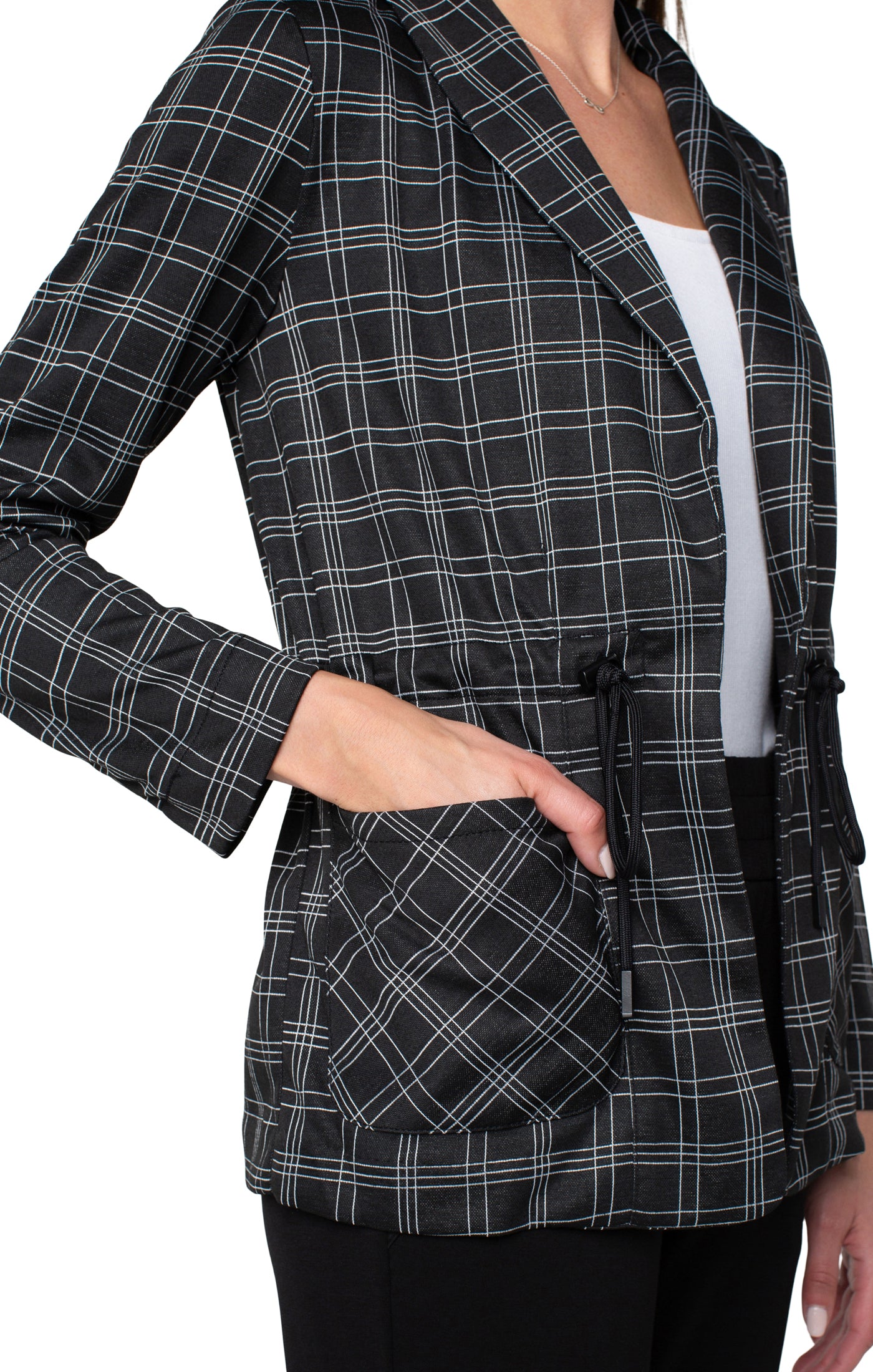 LIVERPOOL CINCHED WAIST BLAZER WITH CUFFED SLEEVE