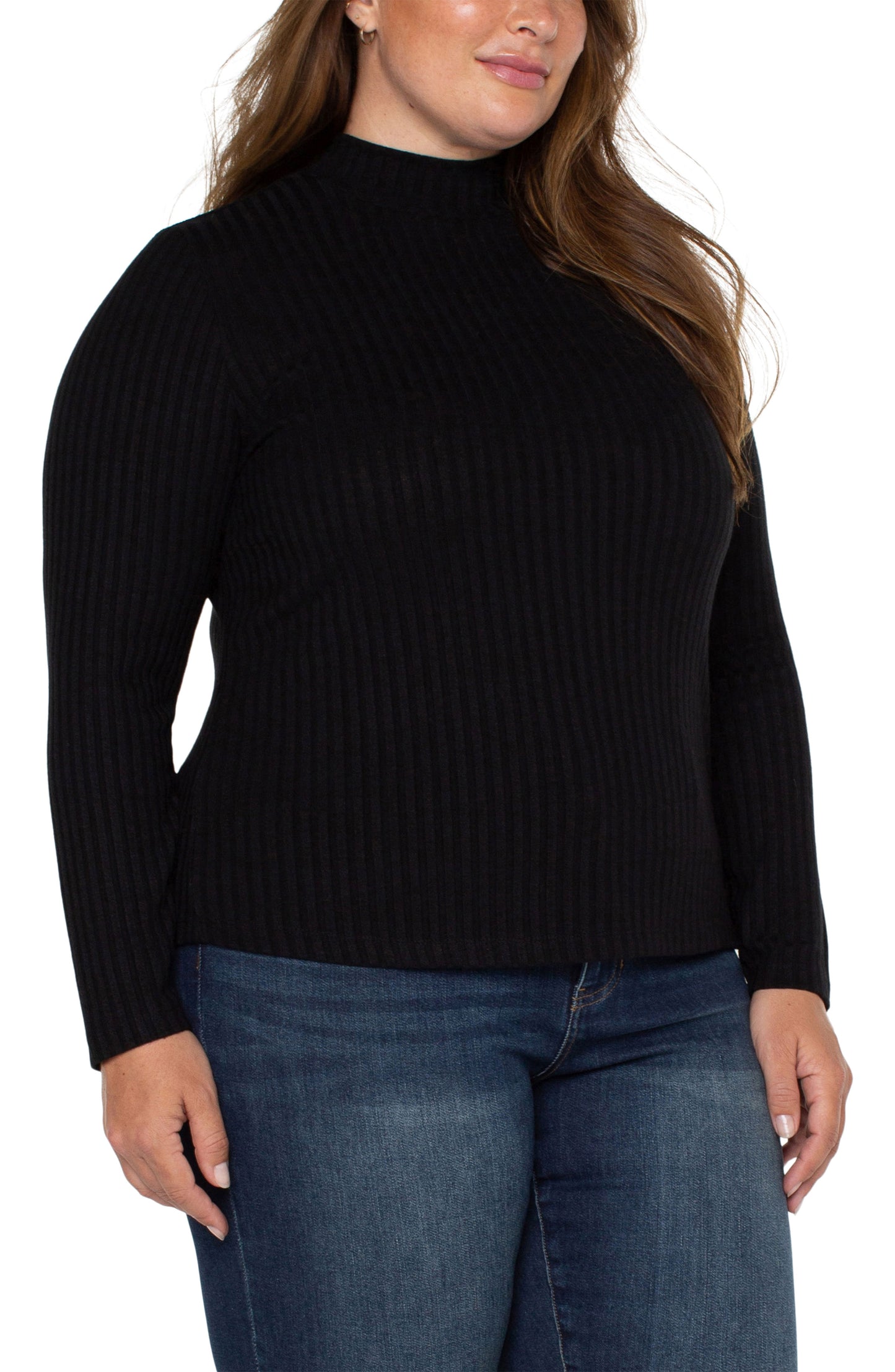 LIVERPOOL MOCK NECK LONG SLEEVE KNIT TOP - PLUS