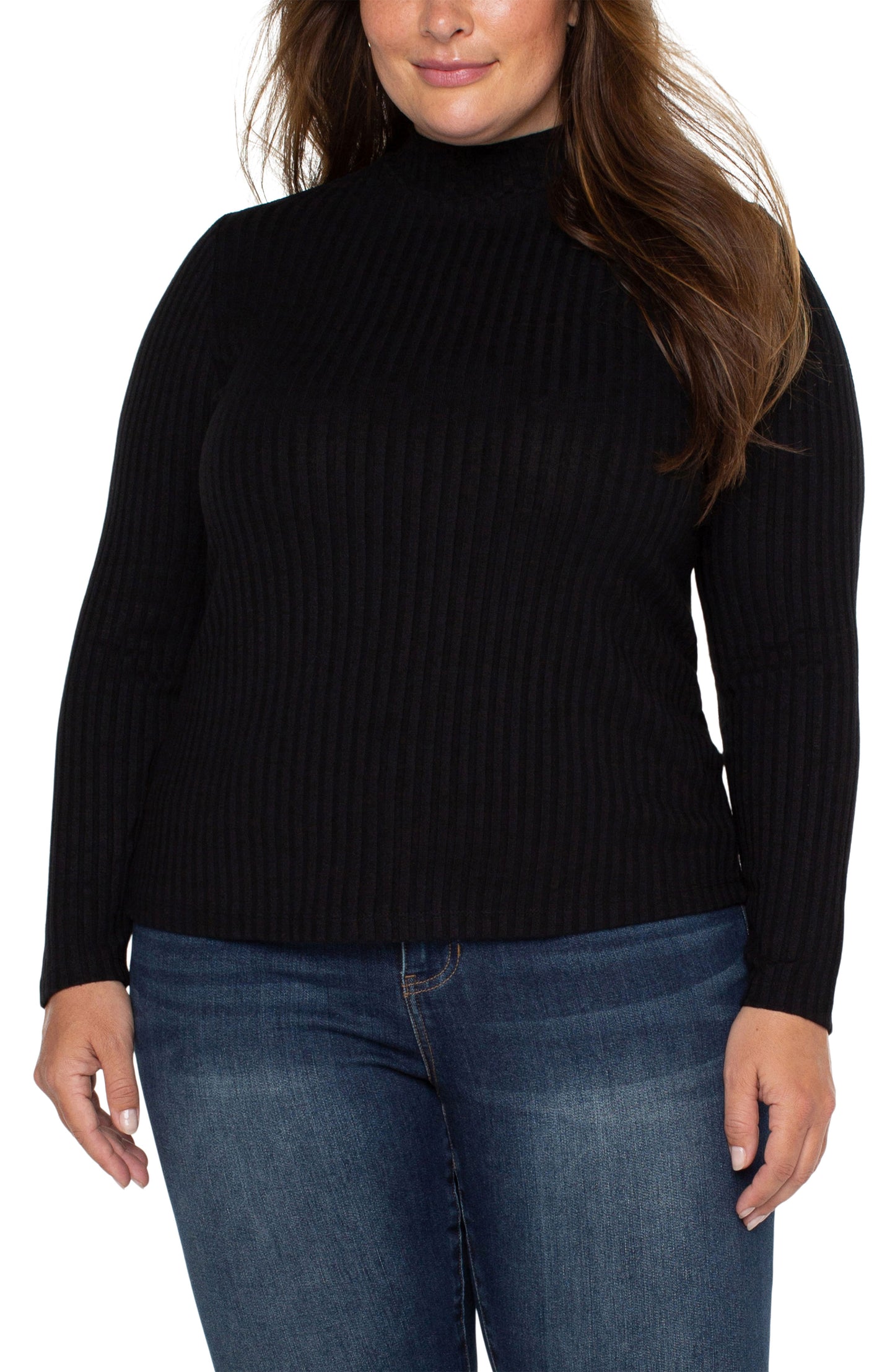 LIVERPOOL MOCK NECK LONG SLEEVE KNIT TOP - PLUS