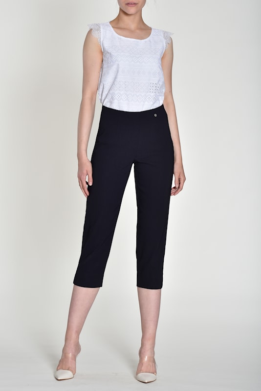Robell Marie Crop Trousers - Dark Olive 881
