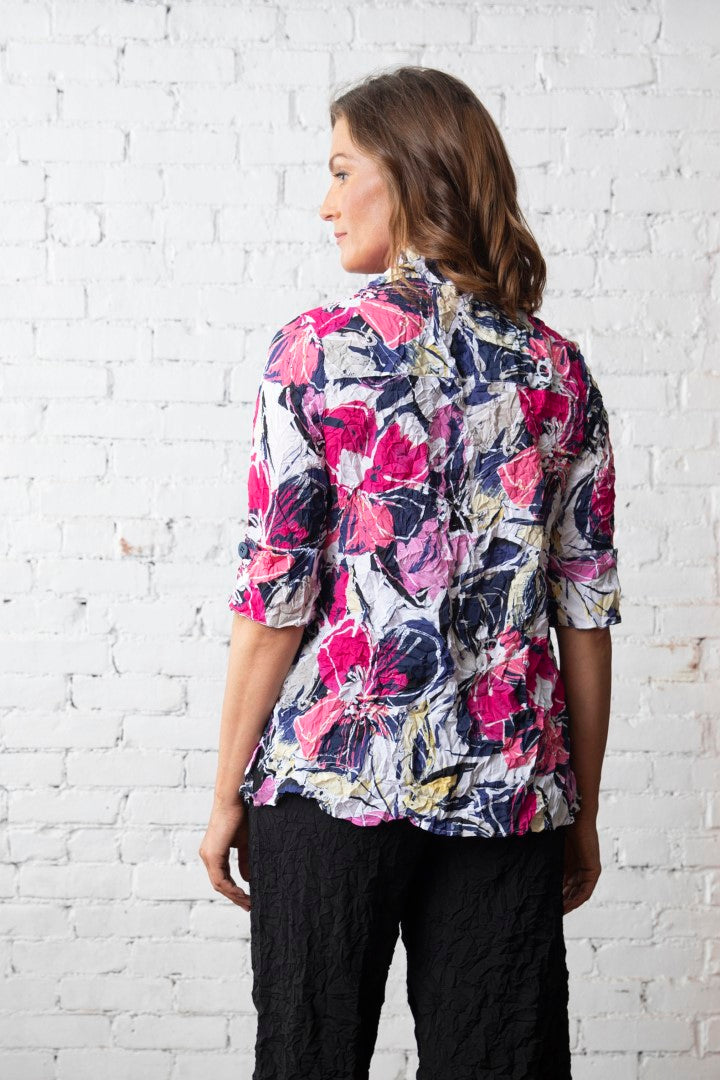 OLIVIA BY HABITAT CRIMPED CREPE FLORAL CASEY TUNIC