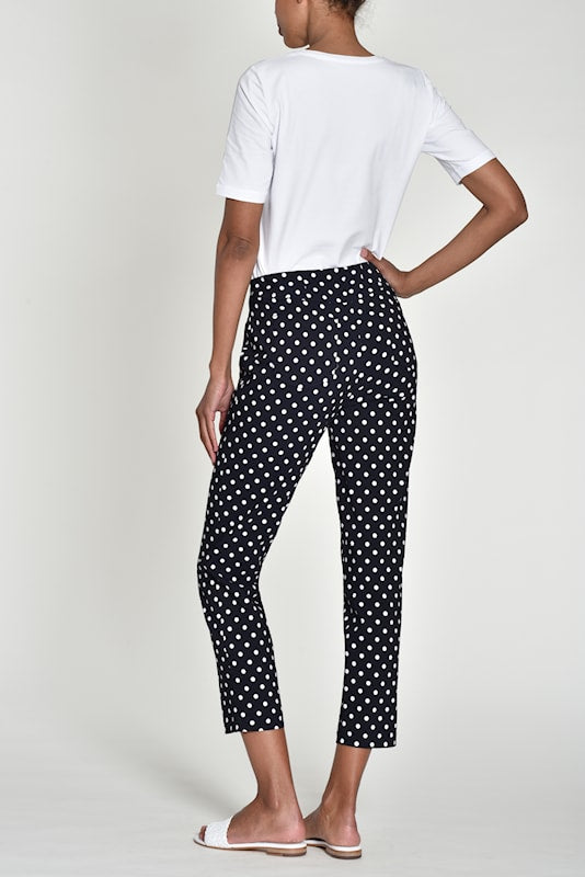 Robell Bella Trousers - Navy Polka Dot 69