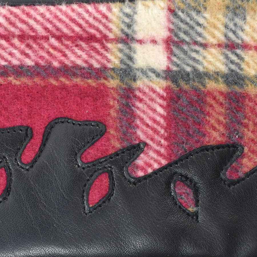 RYHAN CUT OUT LEATHER & PLAID GLOVES