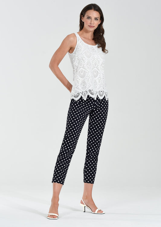 Robell Bella Trousers - Navy Polka Dot 69