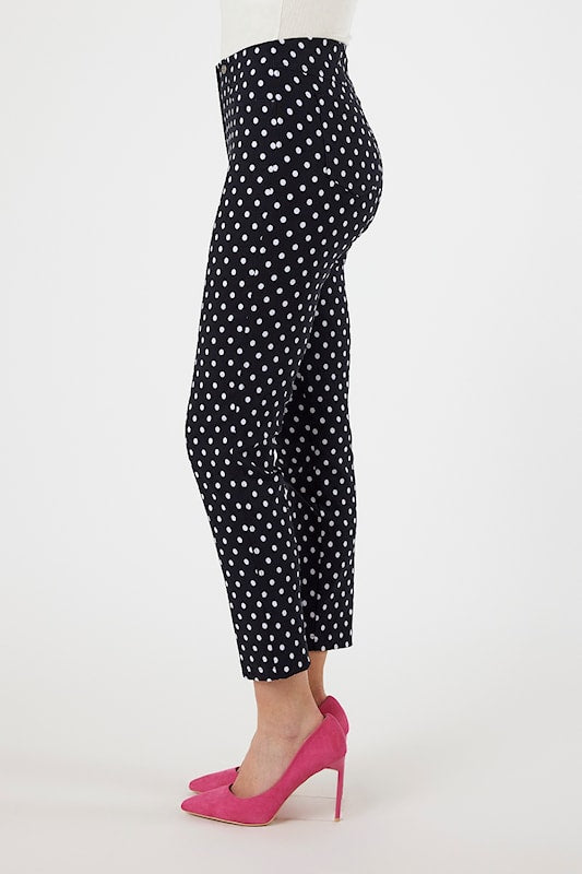 Robell Bella Trousers - Navy Polka Dot 69