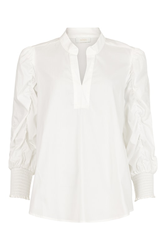 NOEN NOTCH COLLAR STRETCH COTTON BLOUSE