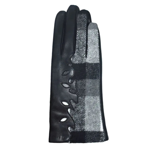 RYHAN CUT OUT LEATHER & PLAID GLOVES