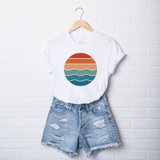 RETRO SUN AND SEA SUMMER SHORT SLEEVE T-SHIRT