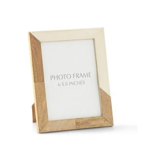 K&K Interiors Wood & Cream Resin Tile Photo Frames