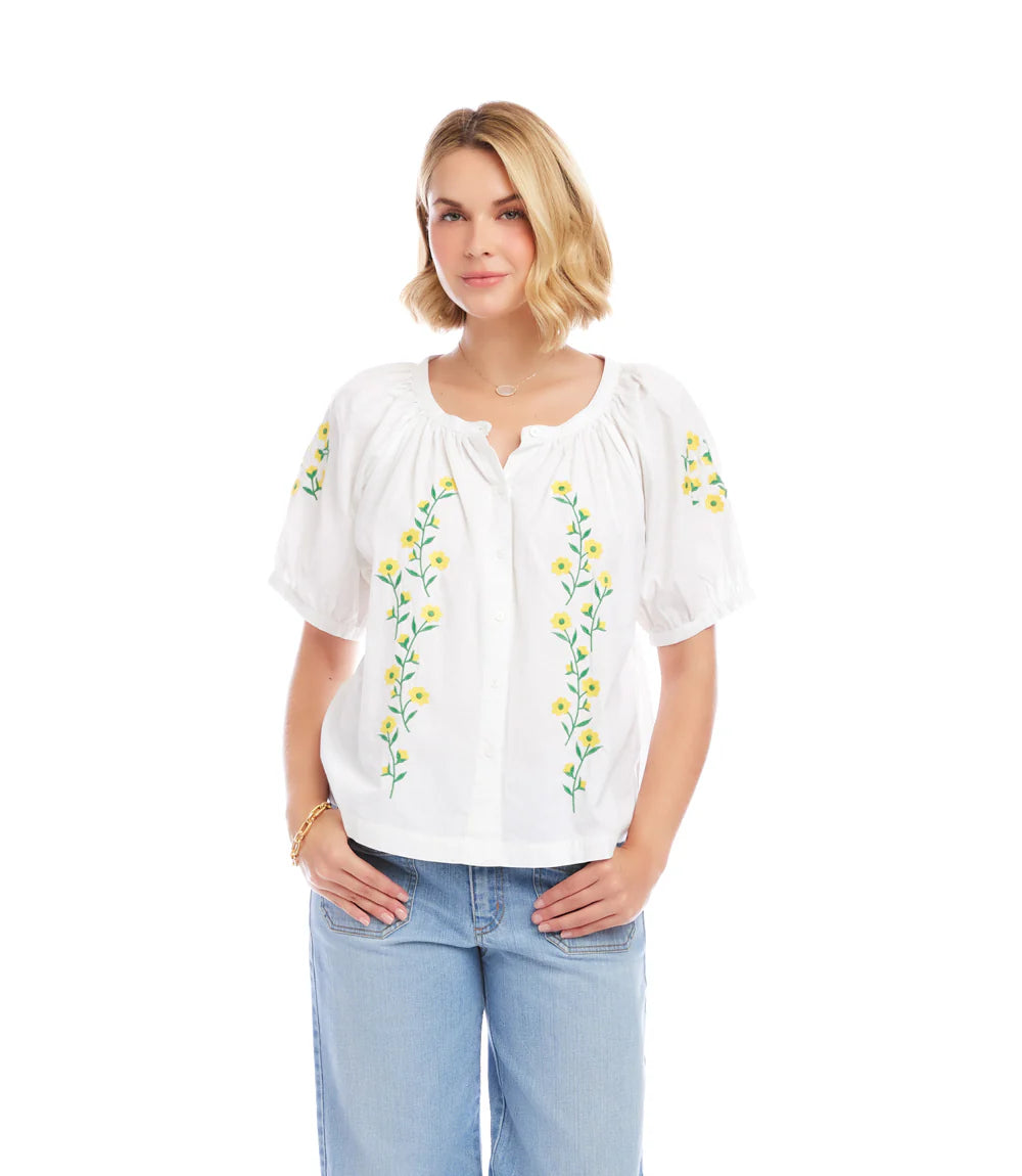 Karen Kane Embroidered Peasant Top