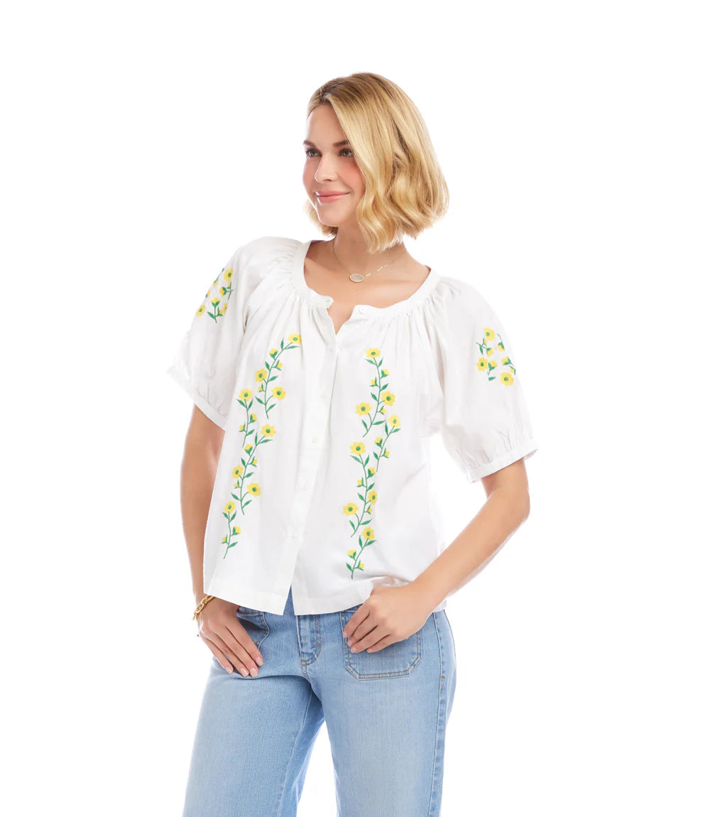 Karen Kane Embroidered Peasant Top