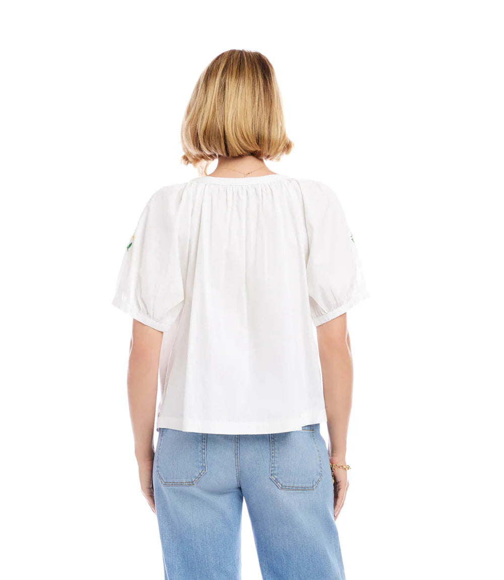 Karen Kane Embroidered Peasant Top
