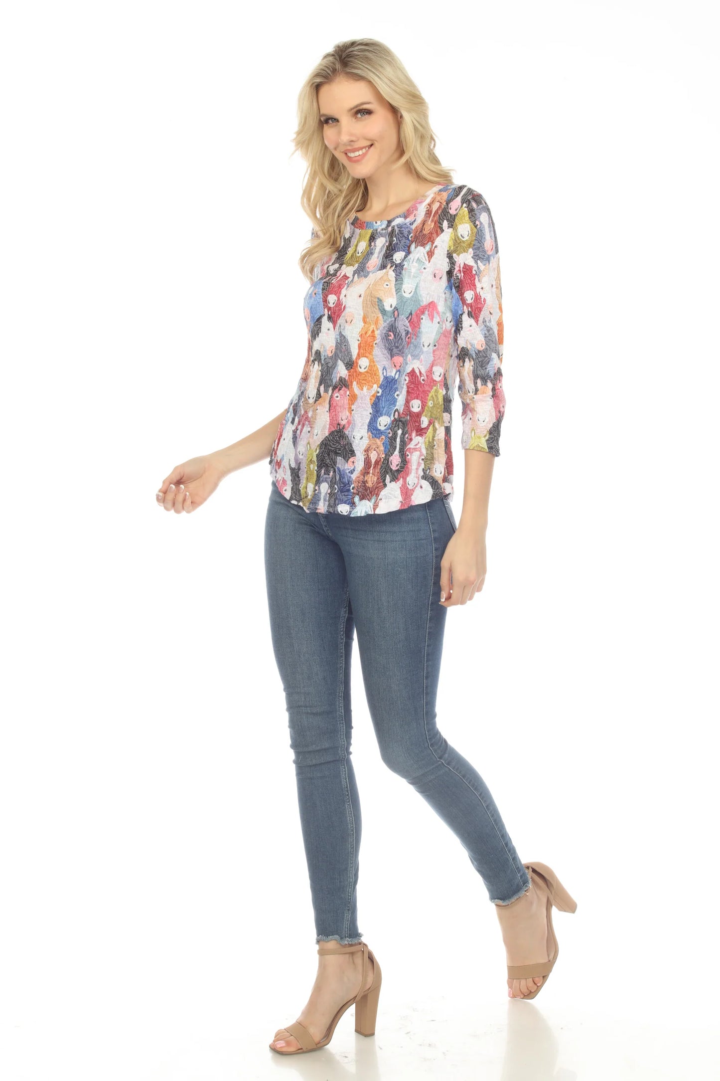 Carine Stampede Round Neck Top