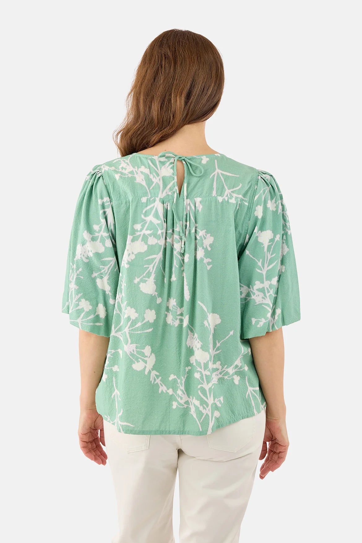 Jensen Printed Seersucker Blouse