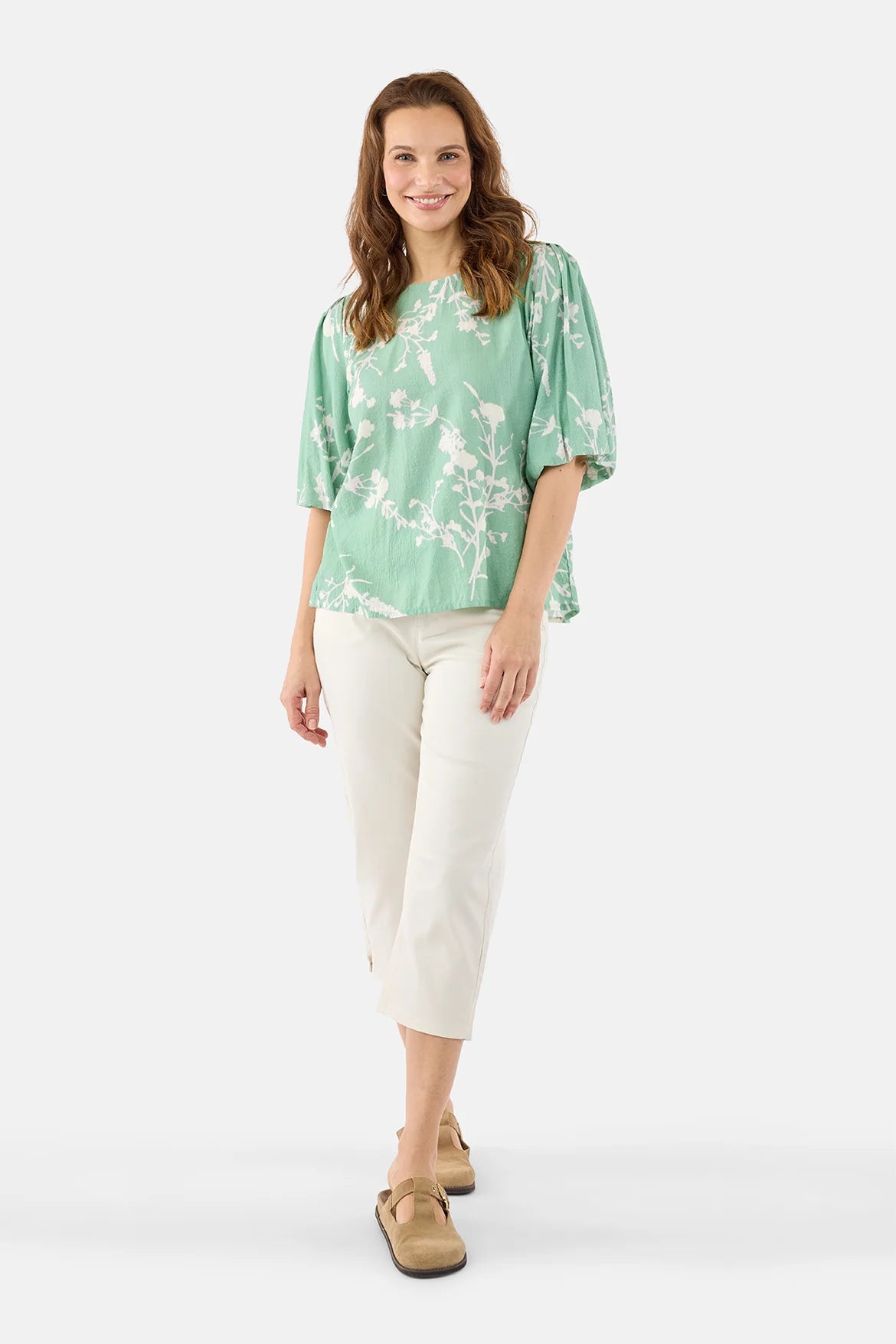 Jensen Printed Seersucker Blouse