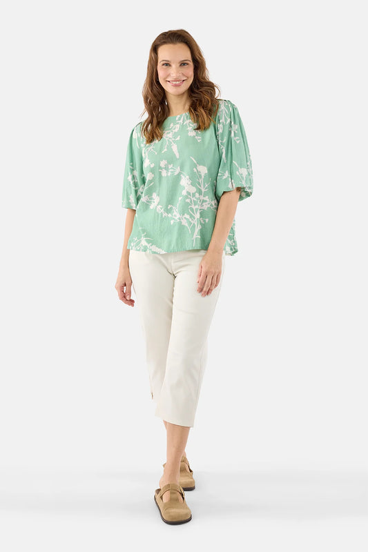 Jensen Printed Seersucker Blouse