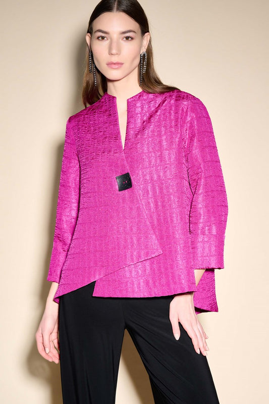 JOSEPH RIBKOFF TEXTURED WOVEN JACQUARD SWING JACKET