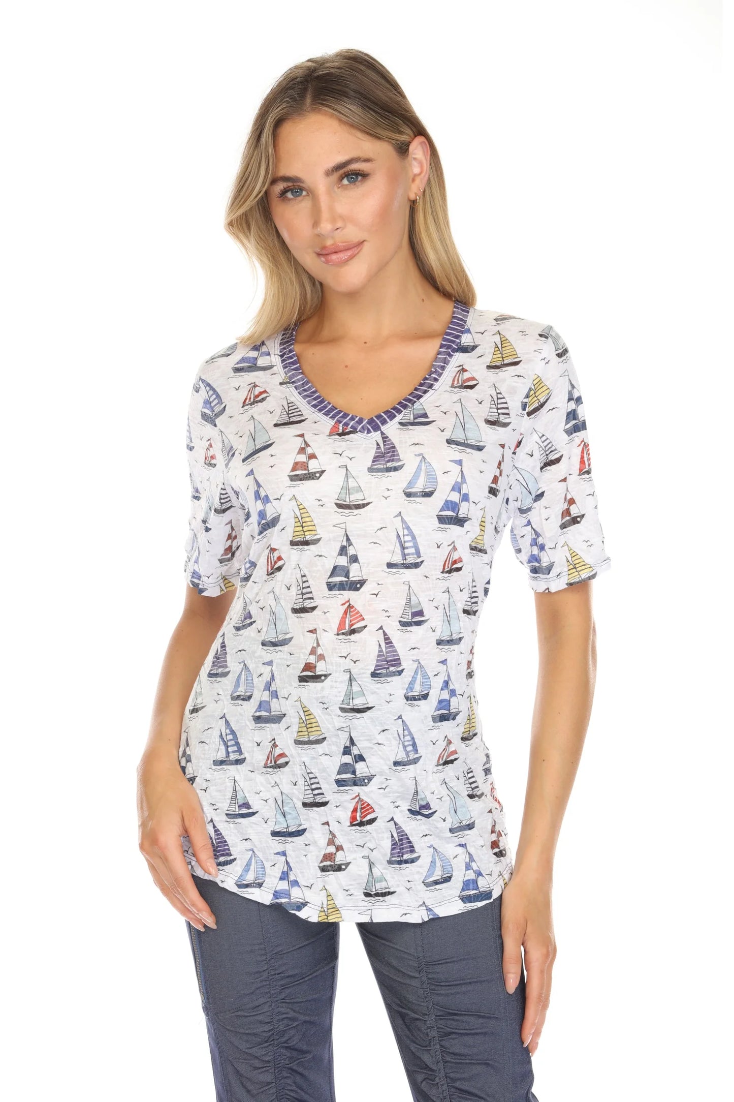 Carine Sailboats V-Neck