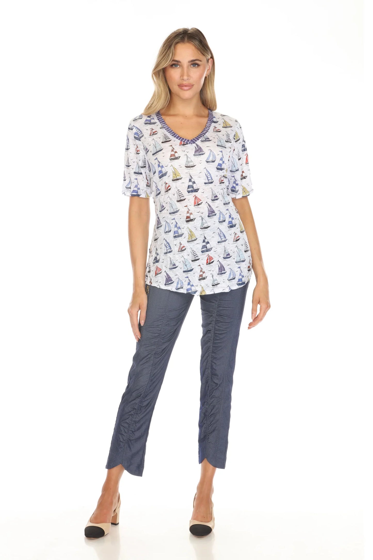 Carine Sailboats V-Neck