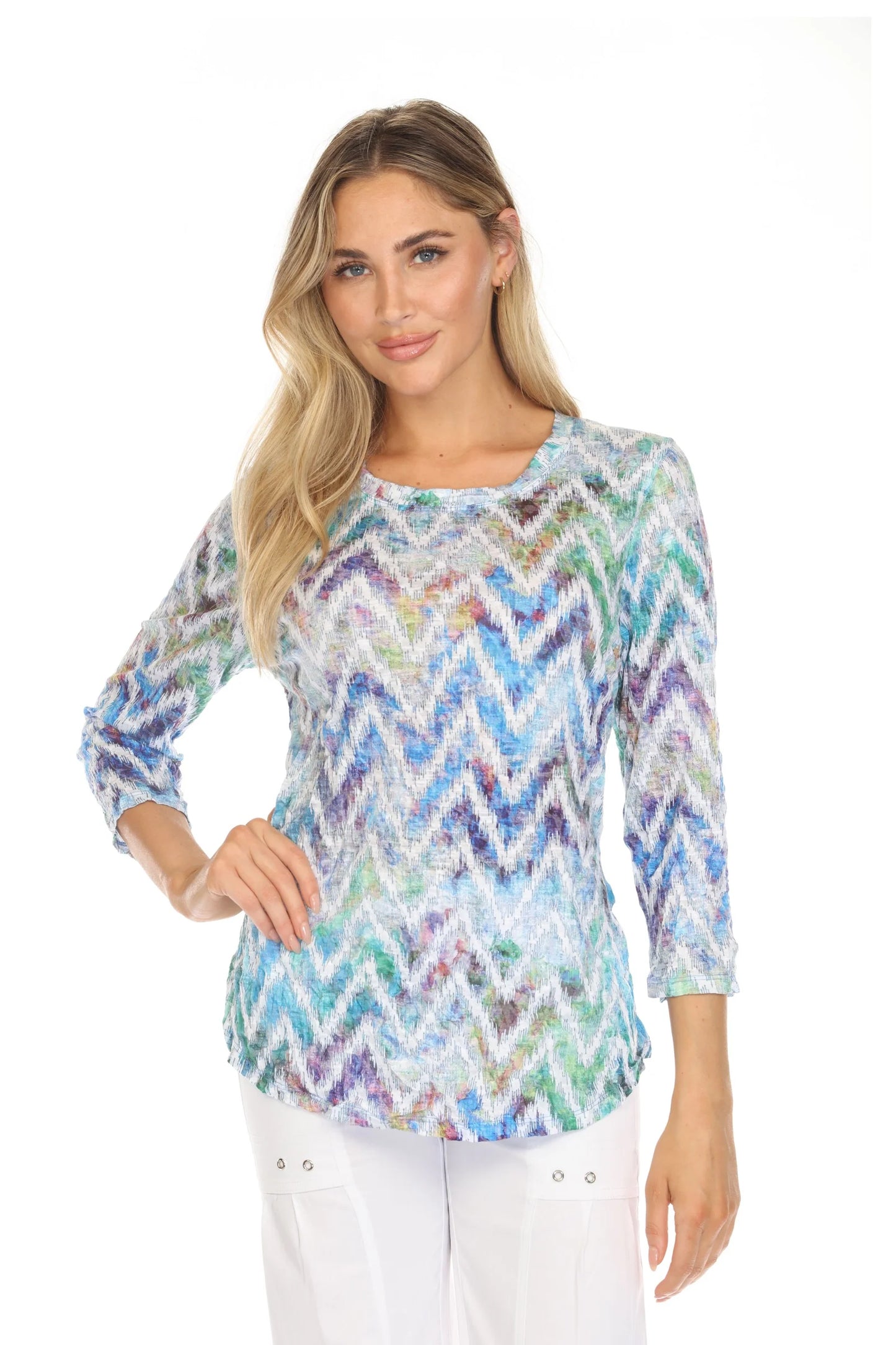 Carine Cheveron Haze Round Neck Top