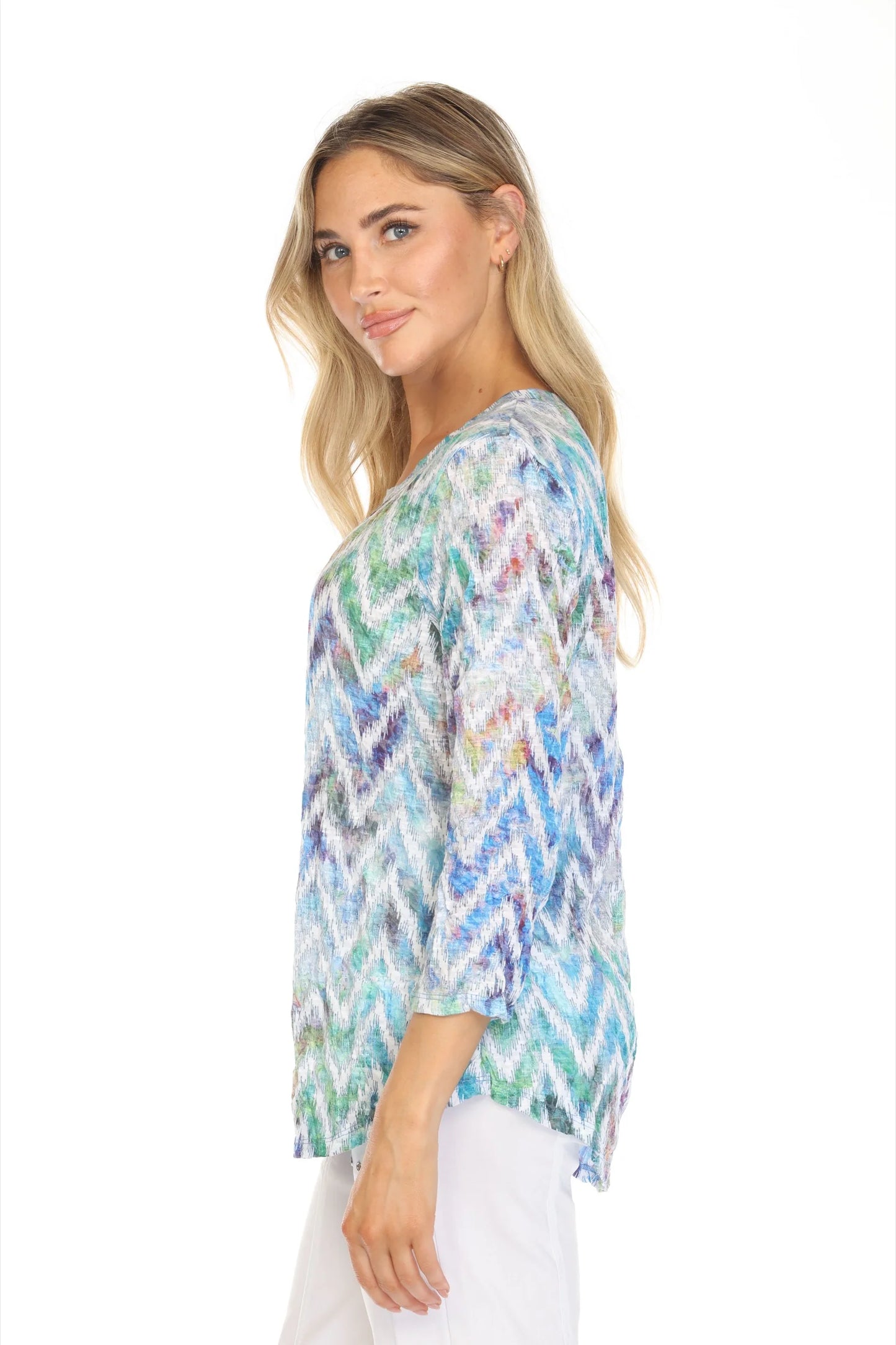 Carine Cheveron Haze Round Neck Top