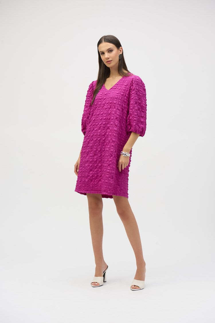 JOSEPH RIBKOFF BUBBLE JACQUARD A-LINE DRESS