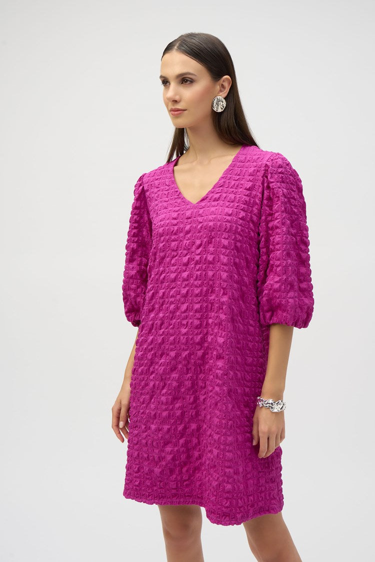 JOSEPH RIBKOFF BUBBLE JACQUARD A-LINE DRESS
