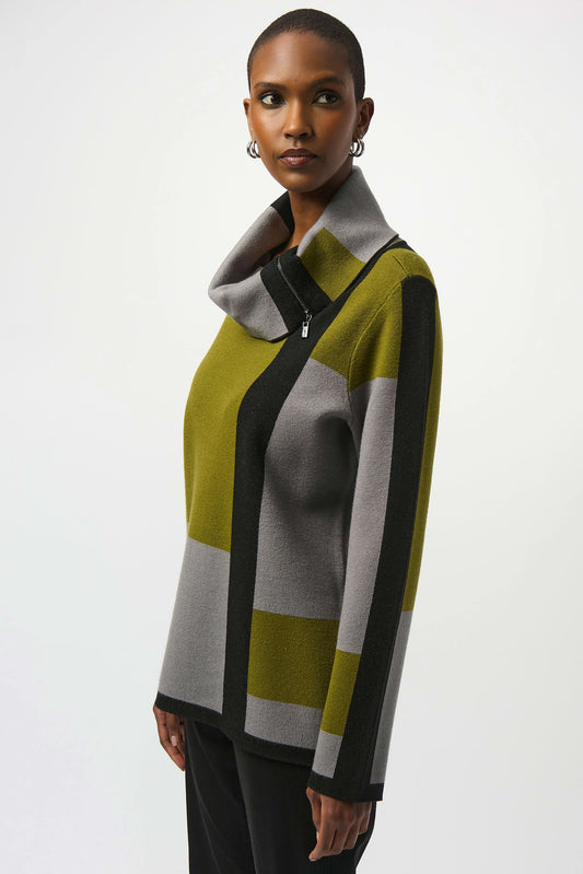 JOSEPH RIBKOFF JACQUARD SWEATER COLOUR BLOACK PULLOVER