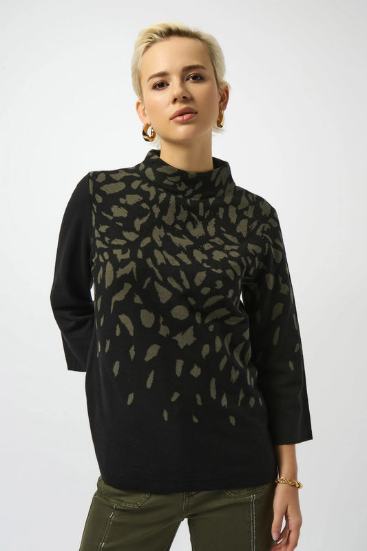 JOSEPH RIBKOFF JACQUARD ANIMAL PRINT SWEATER