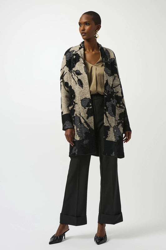JOSEPH RIBKOFF ABSTRACT JACQUARD SWEATER KNIT LONG CARDIGAN