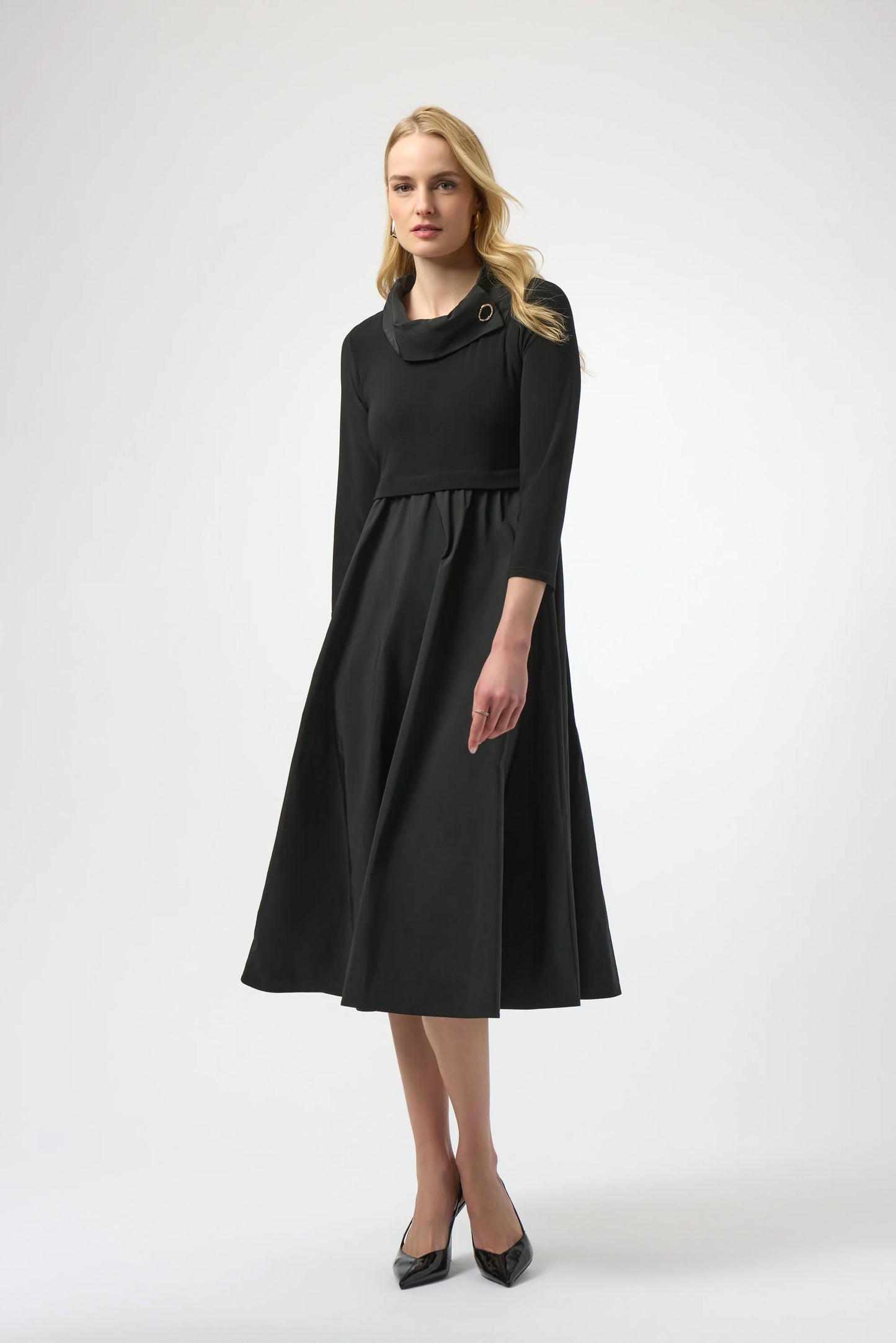 JOSEPH RIBKOFF SILKY KNIT & MEMORY FIT AND FLARE DRESS