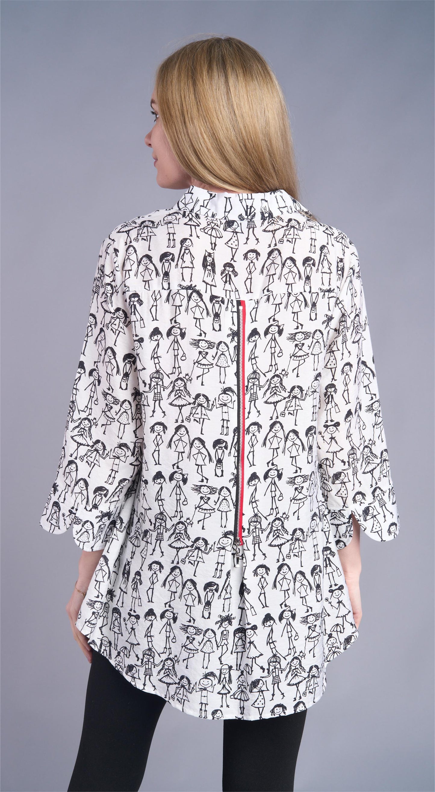SHANA PRINTED ZIP BACK SHIRT