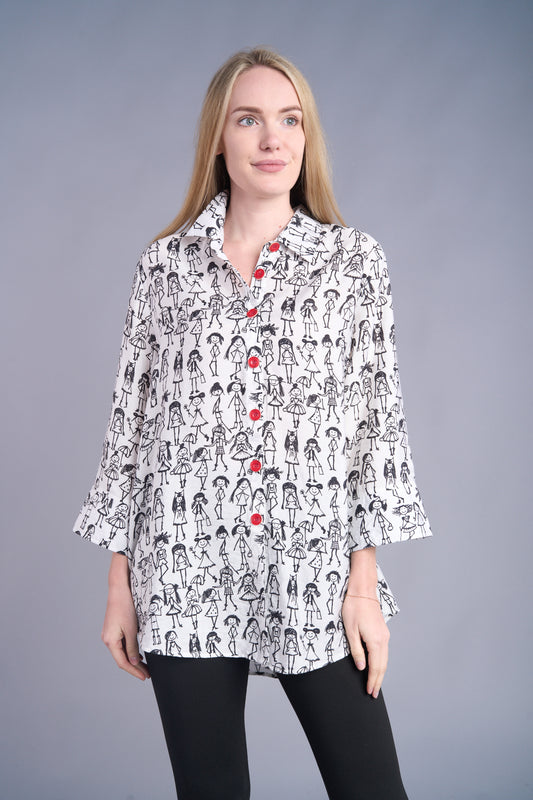 SHANA PRINTED ZIP BACK SHIRT