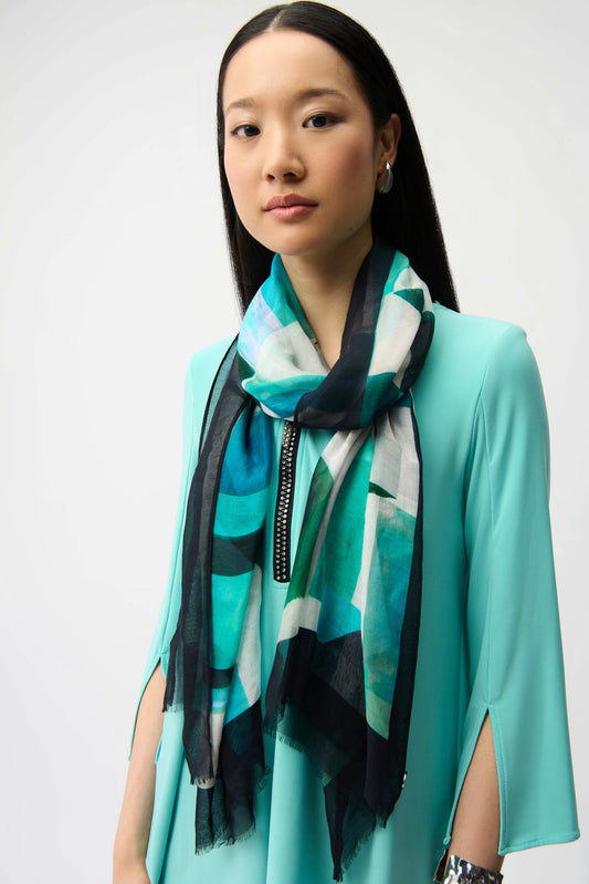 JOSEPH RIBKOFF VISCOSE GEOMETRIC PRINT SCARF