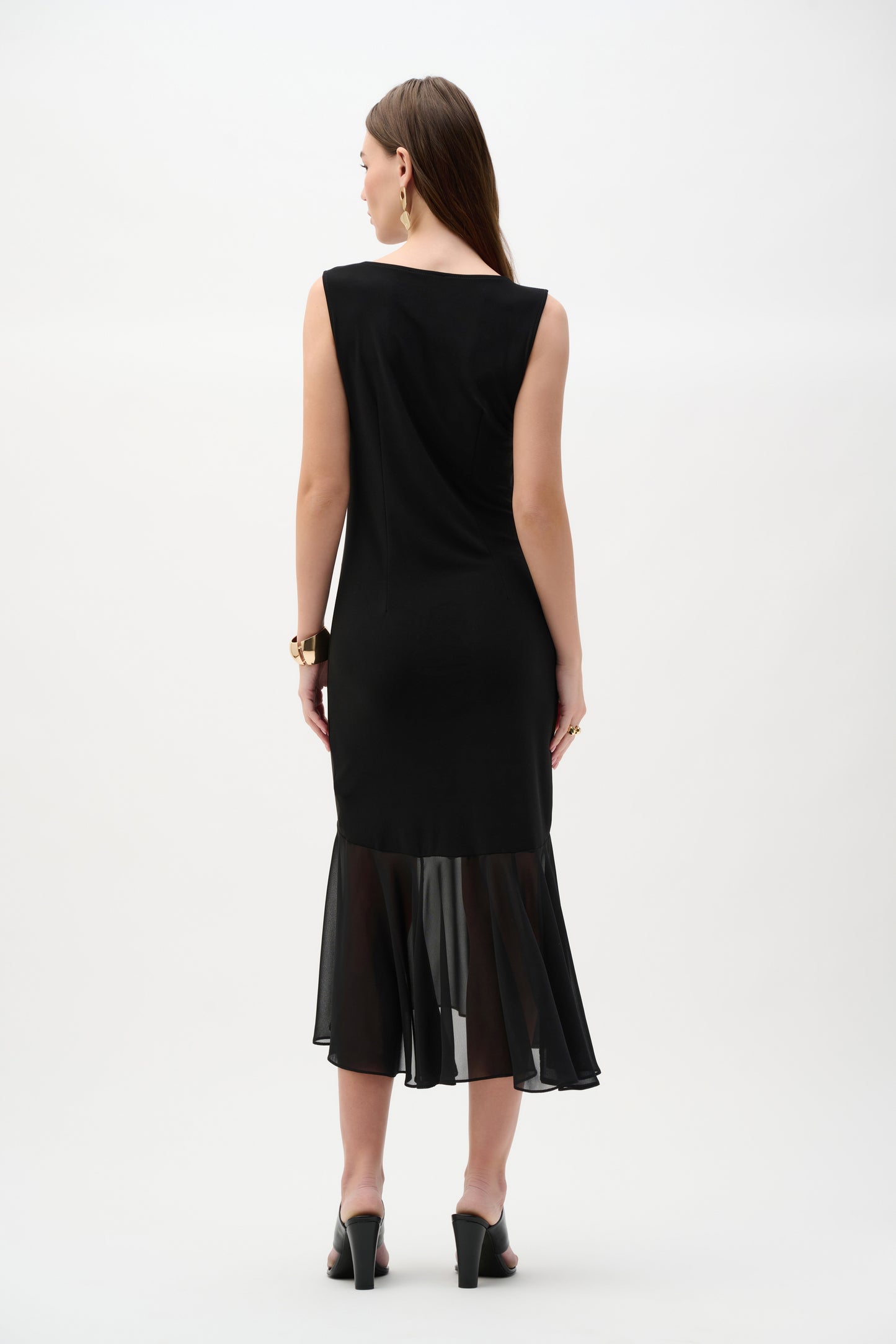 Joseph Ribkoff Silky Knit and Chiffon Flounce Dress