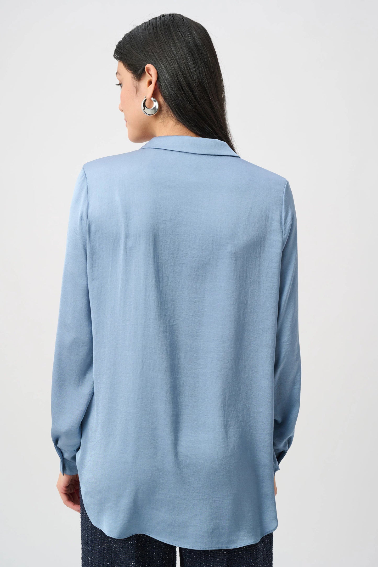 Joseph Ribkoff Recycled Satin Shirt-Collar Tunic