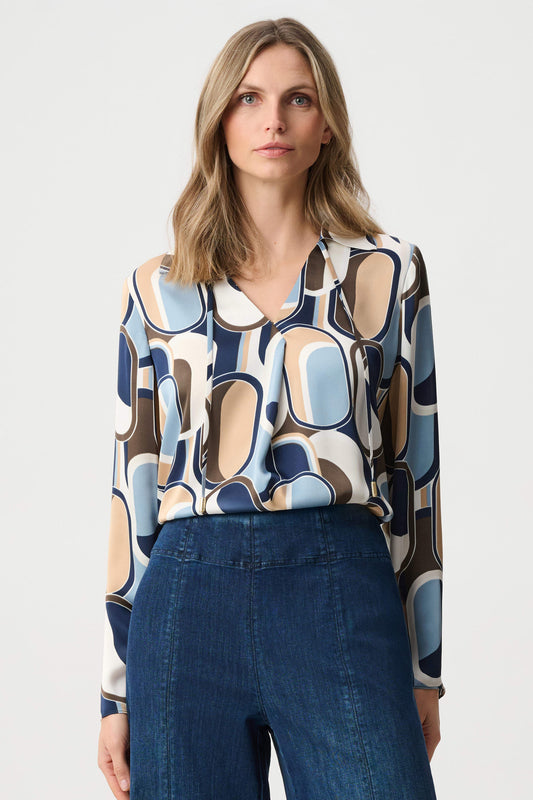 Joseph Ribkoff Recycled Satin Geometric Top
