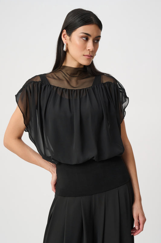 Joseph Ribkoff Chiffon And Silky Knit Blouson Top