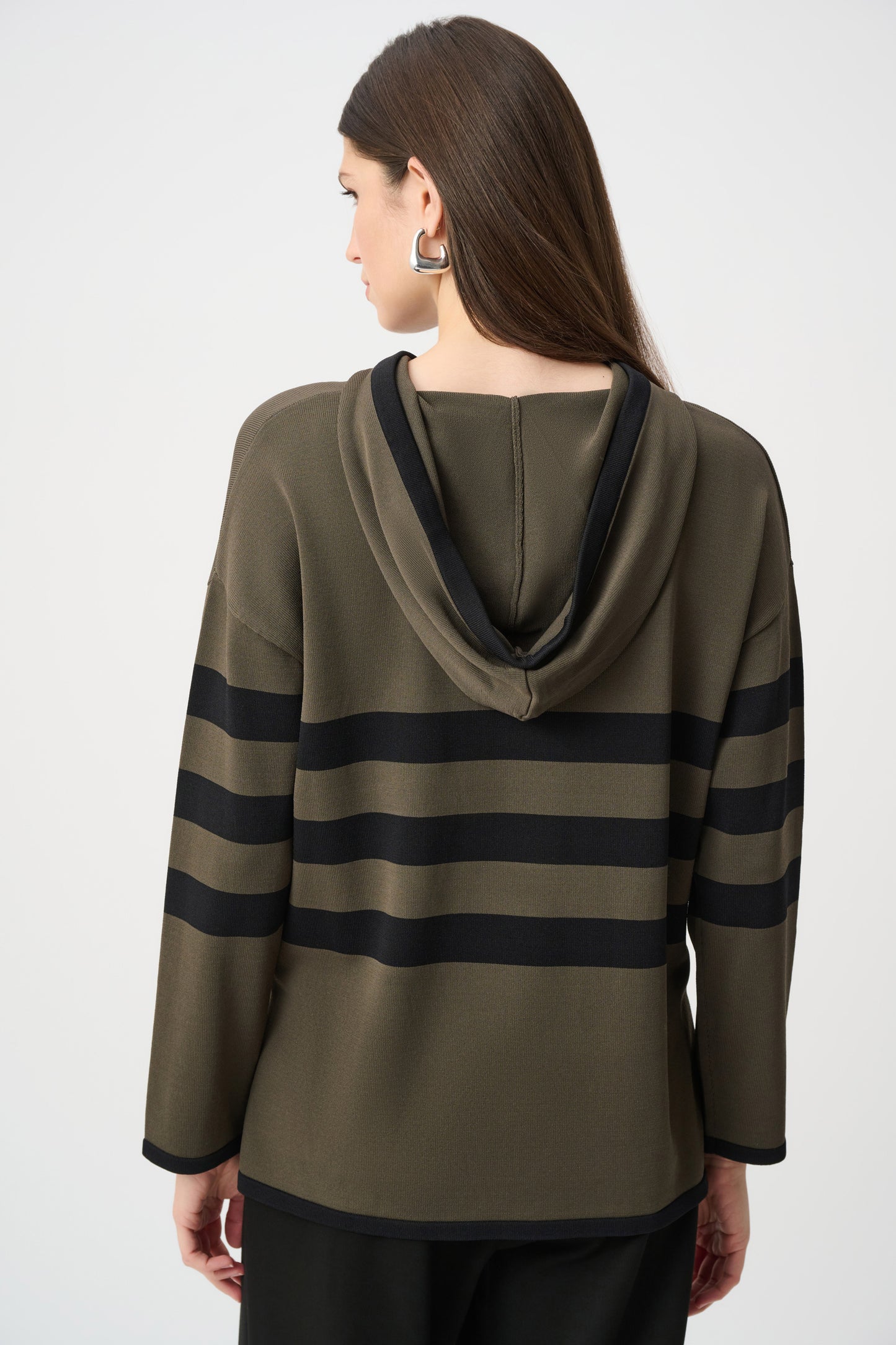 Joseph Ribkoff Sweater Knit Stripped Hooded Sweater