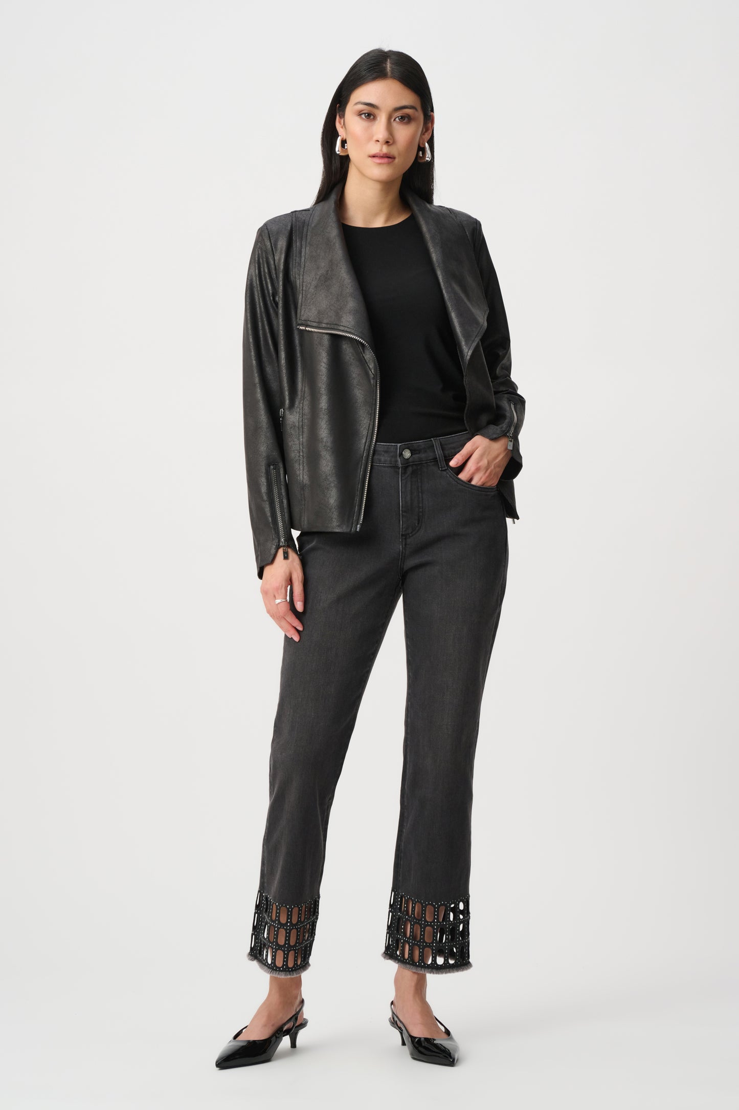 Joseph Ribkoff Repreve® Denim Straight Classic Jeans With Rhinestone Detail