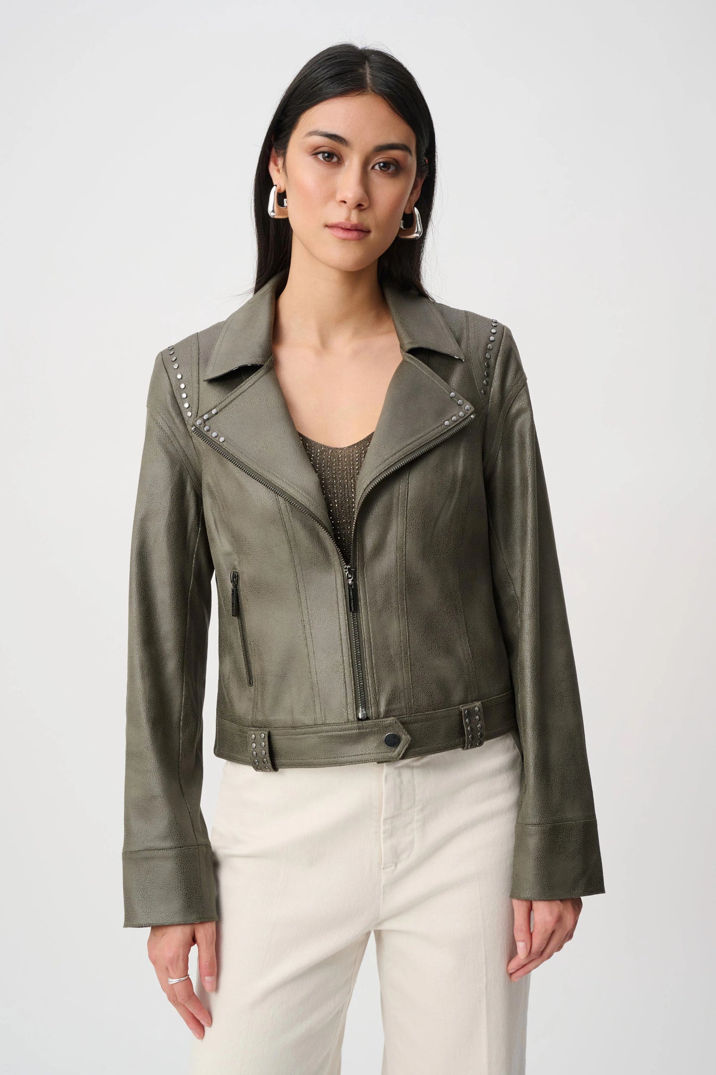 Joseph Ribkoff Foiled Faux Suede Fitted Jacket