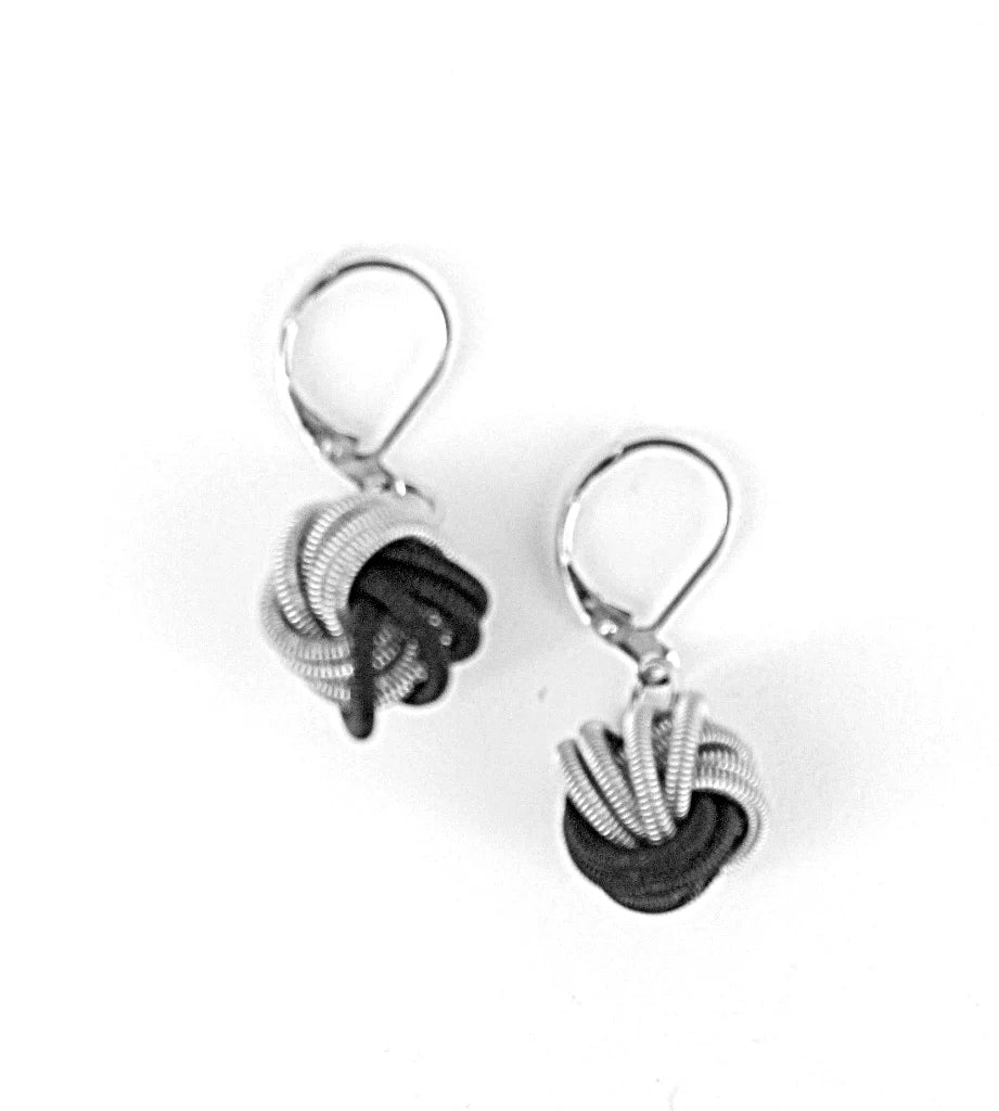 Sea Lily Silver Black Floating Knot Earring