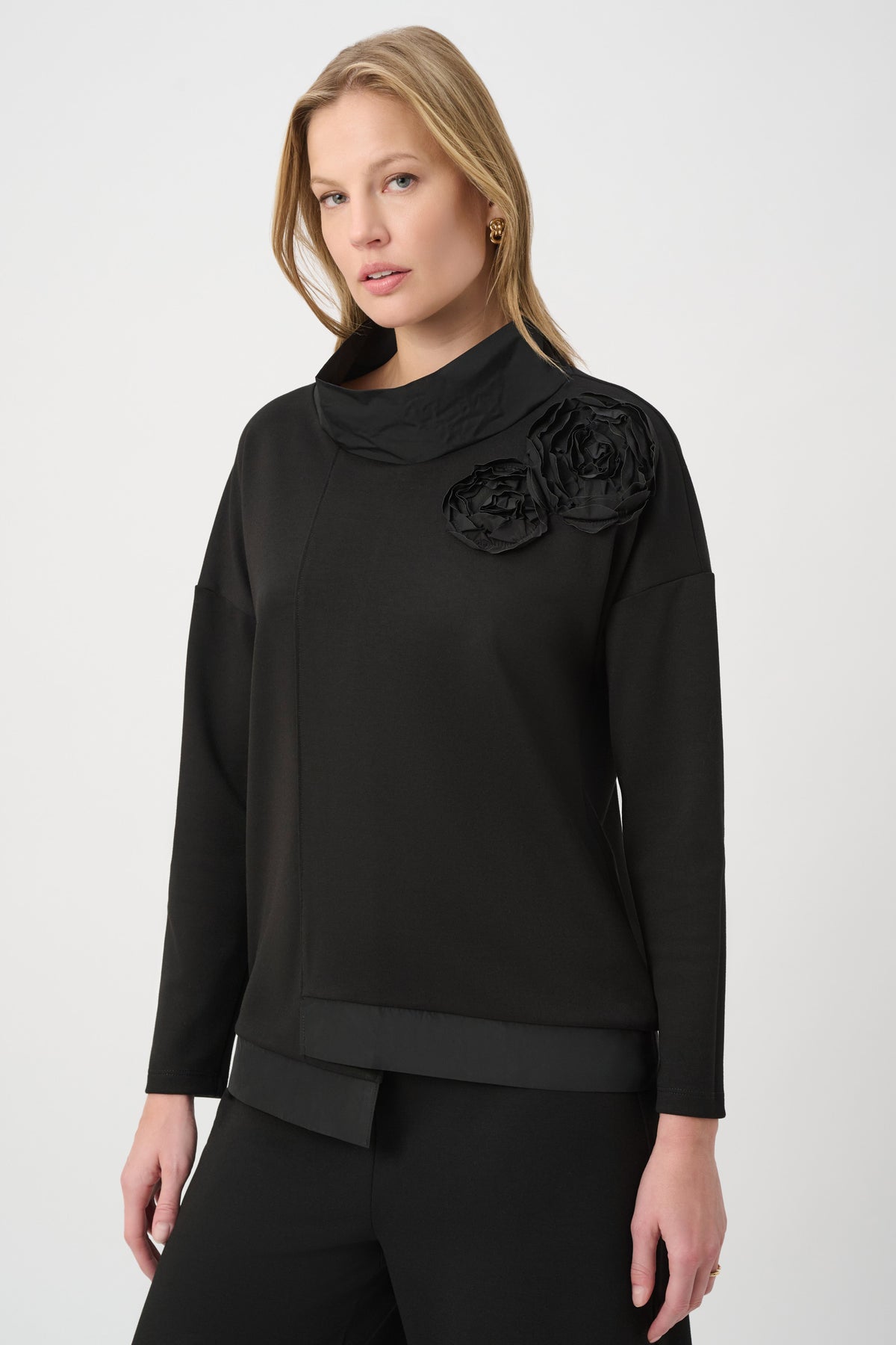 Joseph Ribkoff Asymmetrical Floral Embroidered Tunic