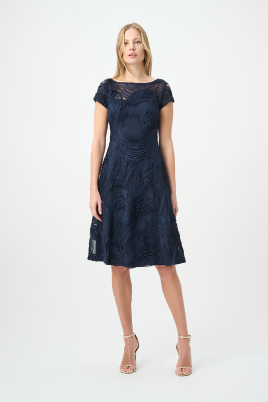 Joseph Ribkoff Embroidered Swirl Fit & Flare Dress
