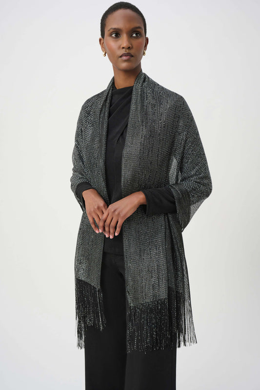 Joseph Ribkoff Metallic Sparkle Fringe Scarf