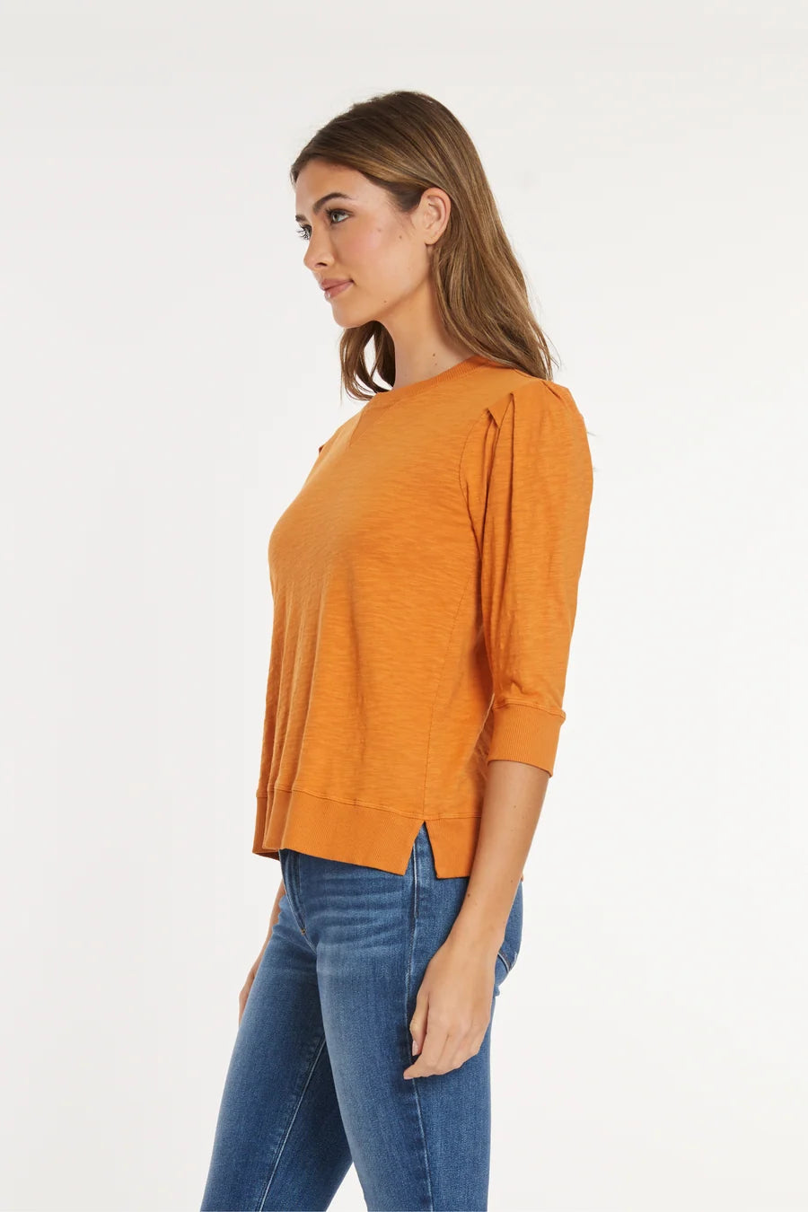 Mododoc 3/4 Sleeve Pullover with Pleated Sleeve