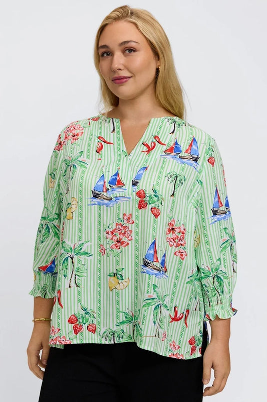Foxcroft Alica 3/4 Recess Stripe Shirt